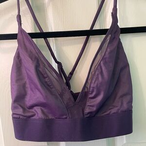 Victoria’s Secret sports bra - purple with mesh - cross back design - Large